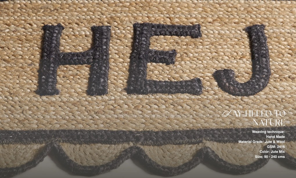 Ručne viazaná rohožka Hola SM 03 Natural, 50x80, béžová, chodba / predsieň, Diamond Carpets India