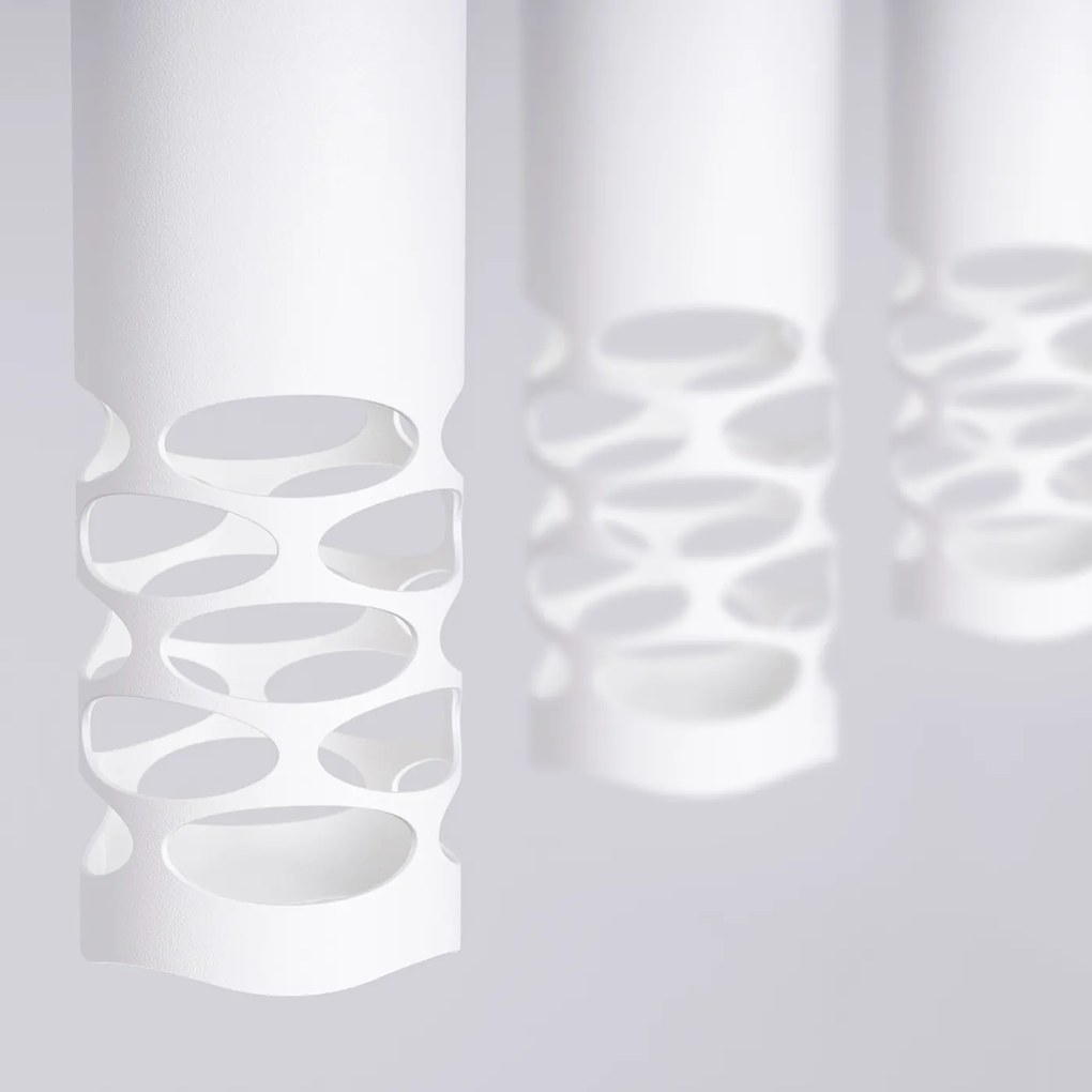 Závesné svietidlo Liro, 3x biele kovové tienidlo