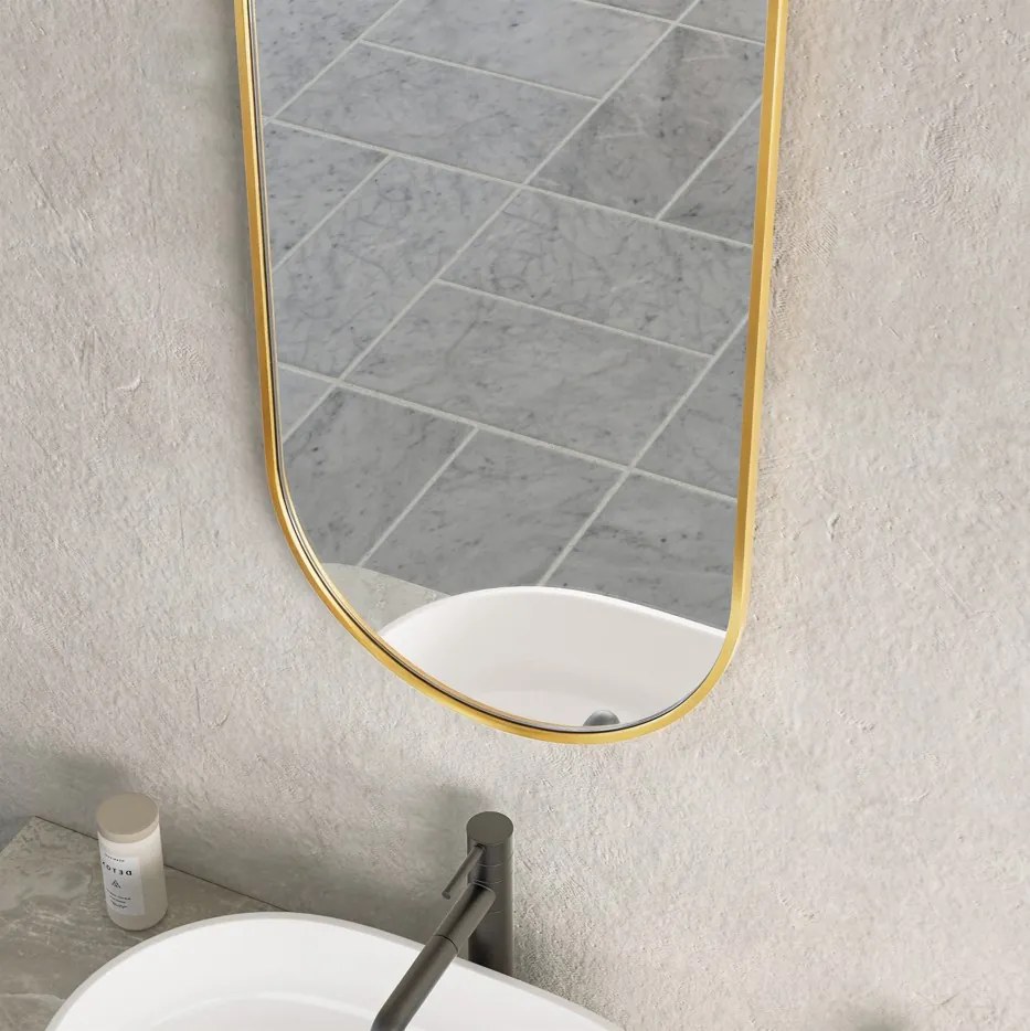 Erga Oval, oválne zrkadlo 40x90cm, zlatý rám, ERG-V01-OVAL-4090-GD