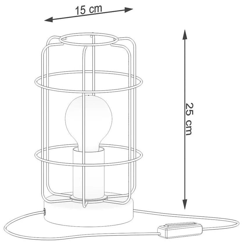 Stolná lampa Gotto, 1x drevené/čierne drôtené tienidlo