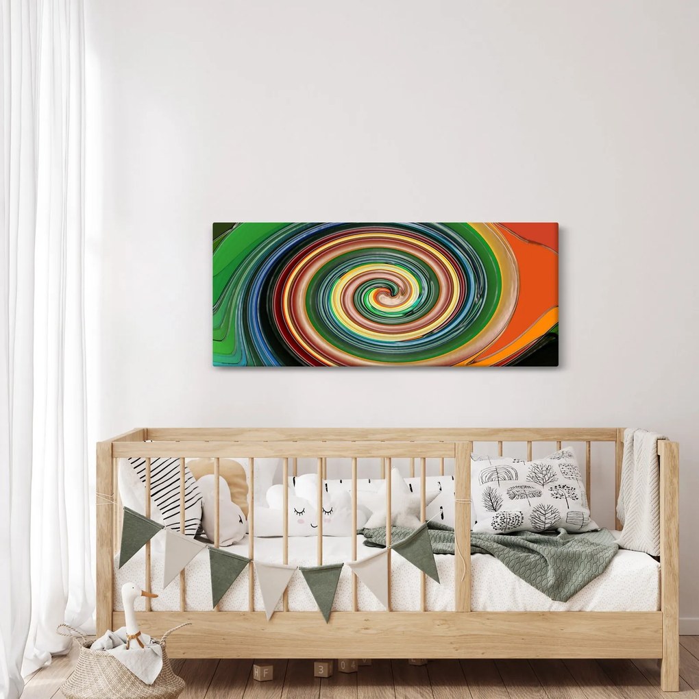 Abstraktný obraz - farebná špirála (120x50 cm)
