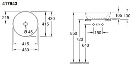 Villeroy & Boch 417943R1 - Umývadlo na dosku ARTIS priemer 43 cm keramika/biela