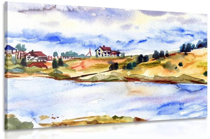 Obraz dedinka pri rieke