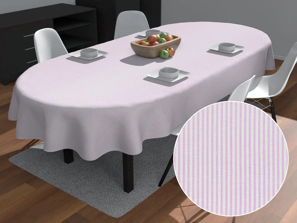 Biante Dekoračný oválny obrus Leona LN-160 Svetlo fialové pásiky na bielom 130x180 cm