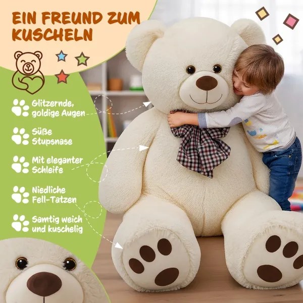 Veľký krémový plyšový medveď 100 cm - XXL so srdcom