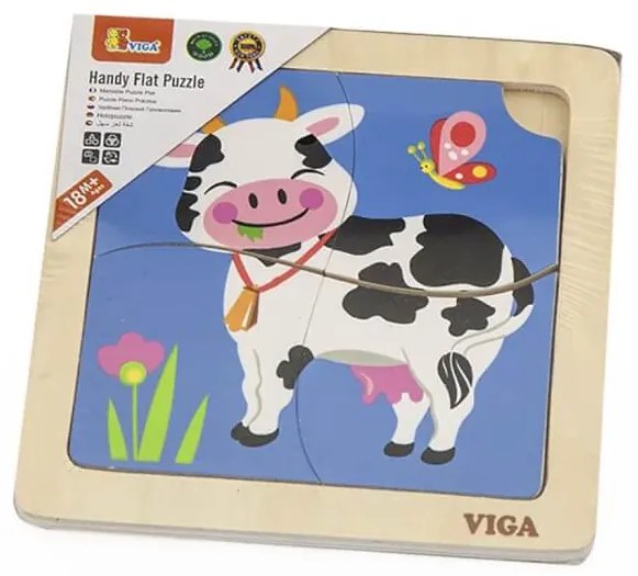 Drevené puzzle pre najmenších 4 ks Kravička