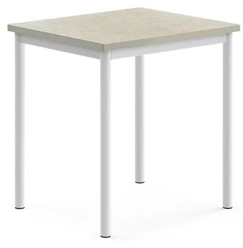 Stôl SONITUS, 700x600x720 mm, linoleum - svetlošedá, biela