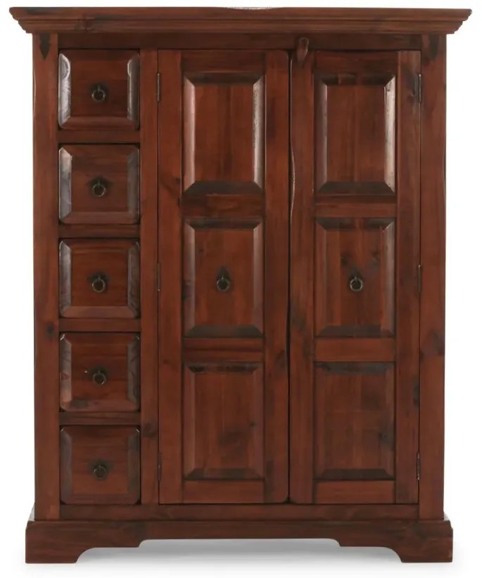 furniture-nabytek.cz - Masivní komoda Highboard Catana z borovice, hnědá, lakovaná – 107×45×130 cm