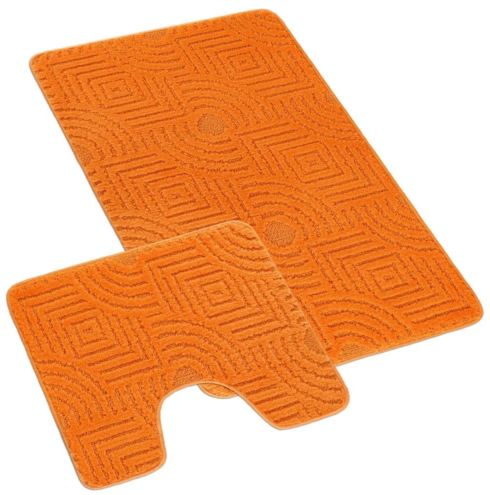 Kúpeľňová a WC predložka bludisko oranžové 60x100+60x50cm