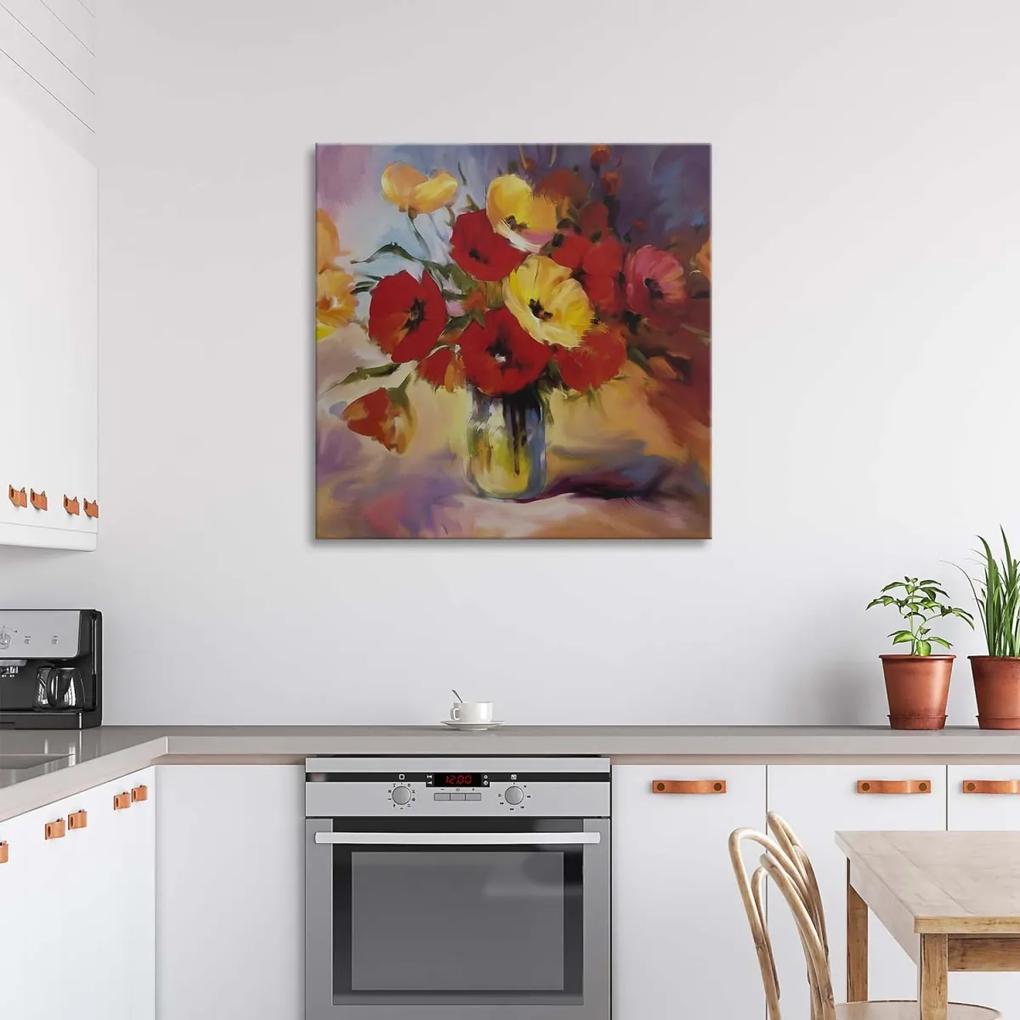 Obraz na plátně Zátiší Květiny máku - 30x30 cm