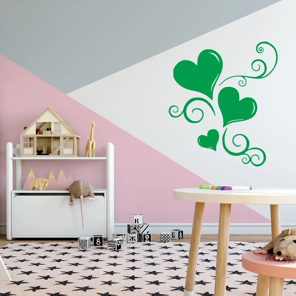 GLIX Ornament so srdiečkami - samolepka na stenu Biela 50 x 60 cm