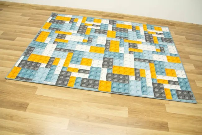 Detský koberec kocky lego orange