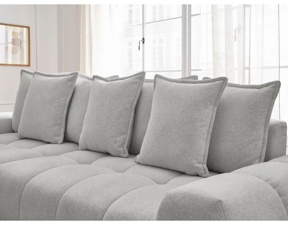 Svetlosivá ženilková rozkladacia/s úložným priestorom rohová pohovka (ľavý roh/s leňoškou) Everest – Bobochic Paris