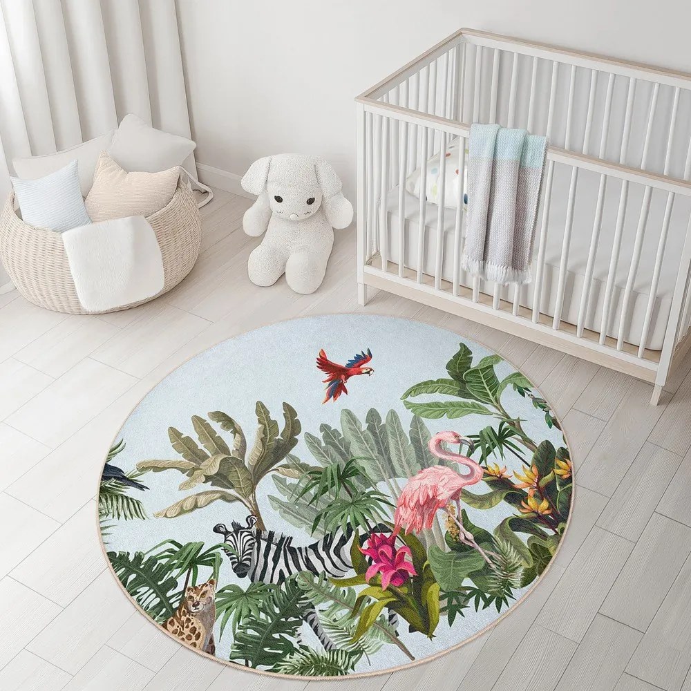 Prateľný detský koberec ø100 cm Jungle – Mila Home