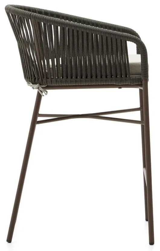 Zelená kovová/polstrovaná záhradná barová stolička Yanet – Kave Home