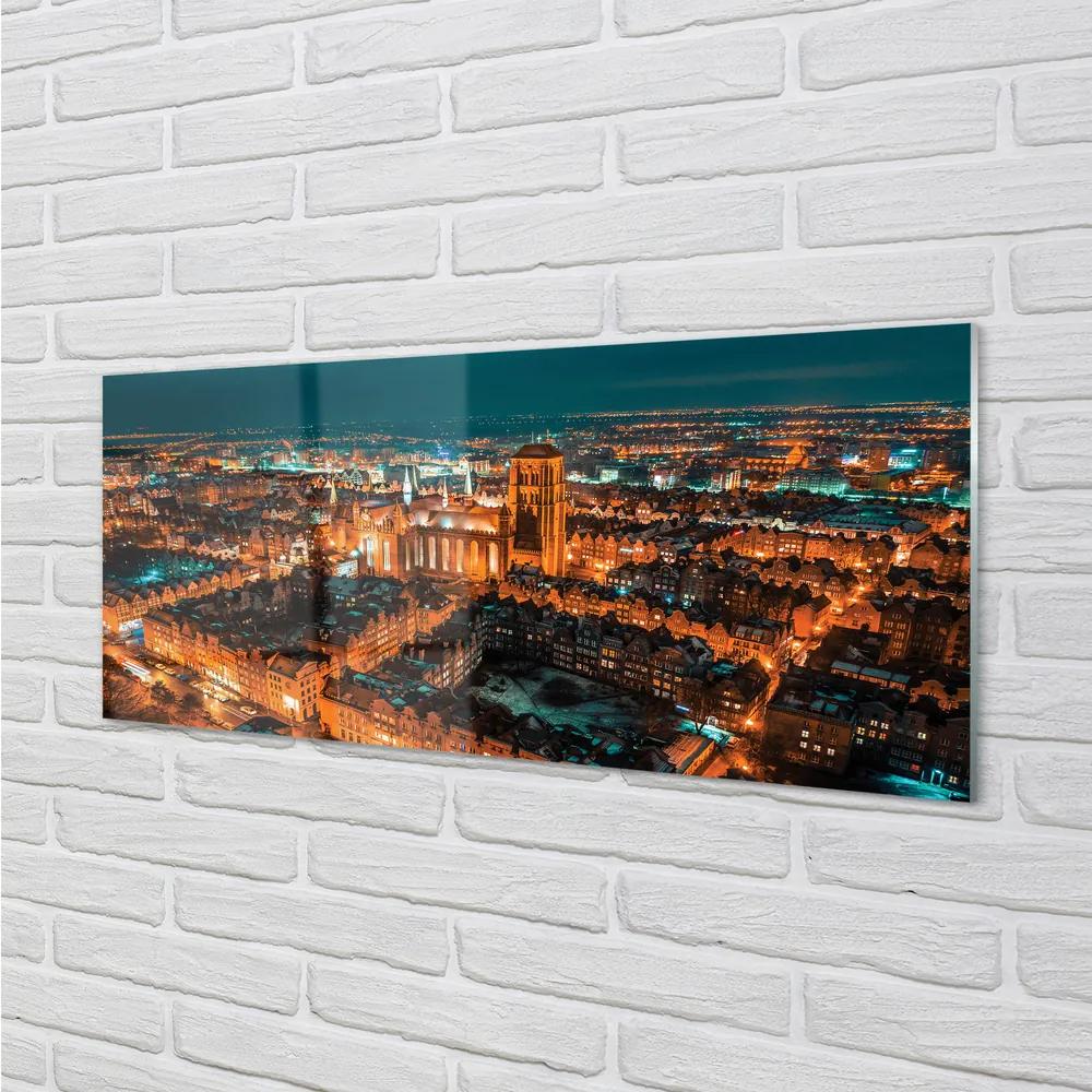 Obraz na akrylátovom skle Nočná panoráma gdansku kostola 120x60 cm