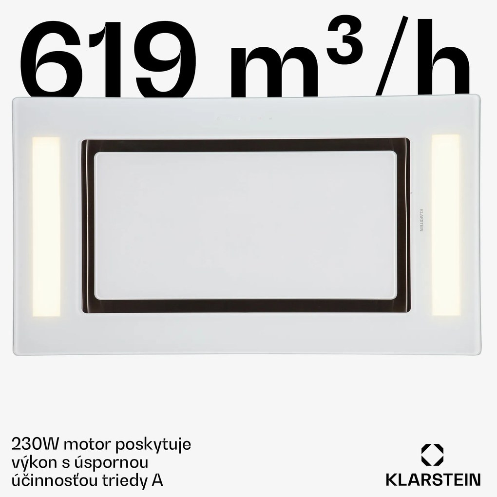 Klarstein Remy, digestor, 90 cm, stropný, 620 m³/h, diaľkové ovládanie, biely