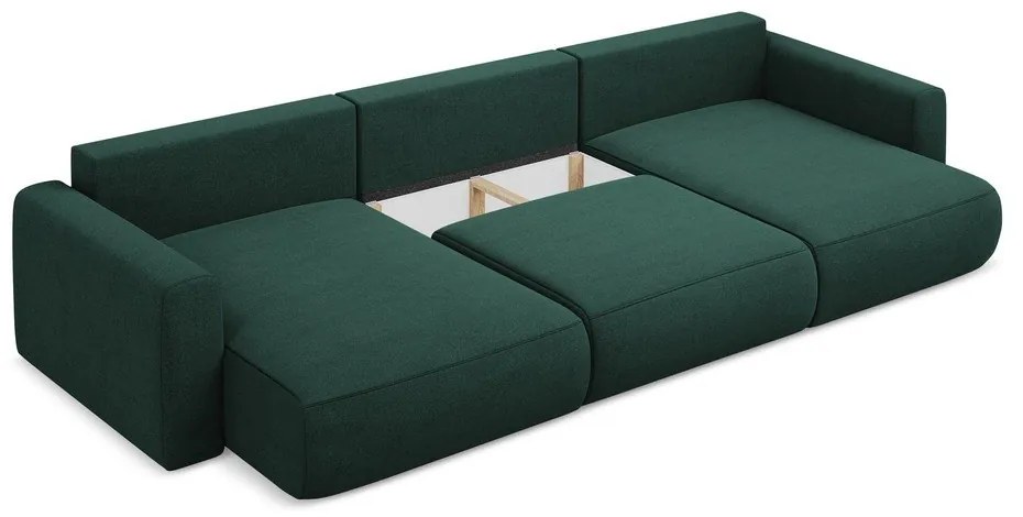 Zelená rozkladacia/s úložným priestorom rohová pohovka (do tvaru "U") Kapua – Makamii