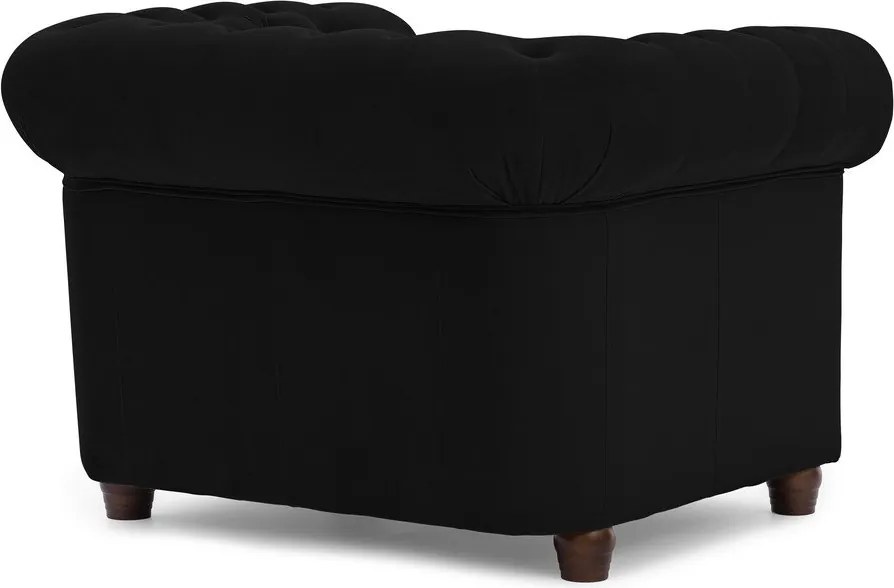 Čierne zamatové kreslo chesterfield York Blik – Ropez