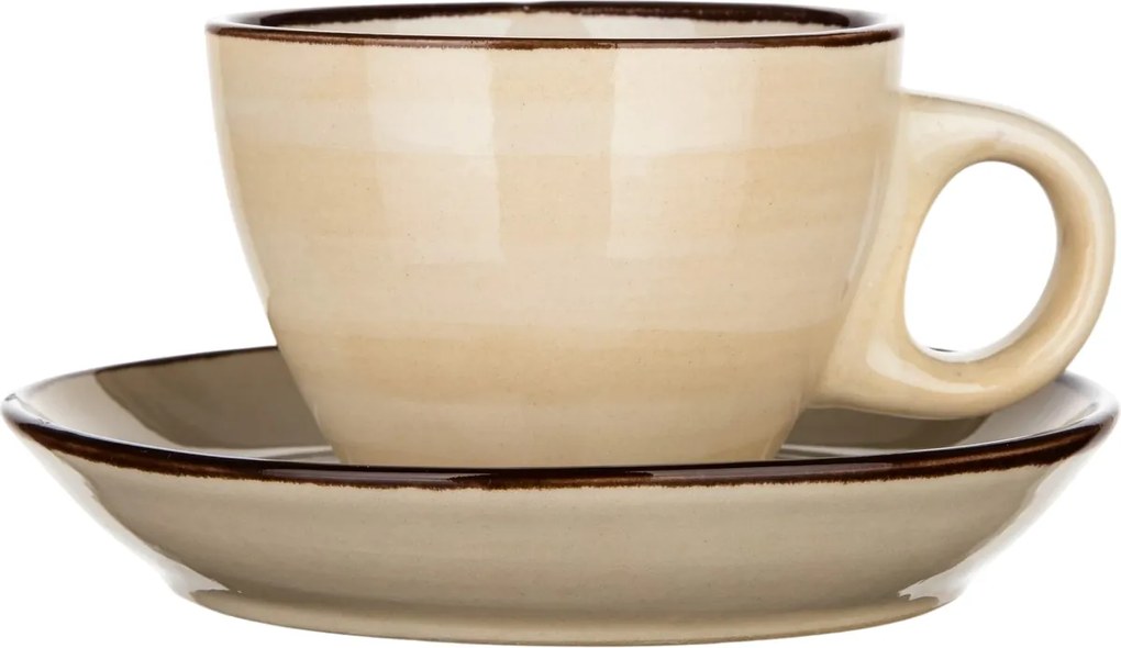 Banquet Súprava 6 šálok s podšálkami Palas 90 ml, krémová