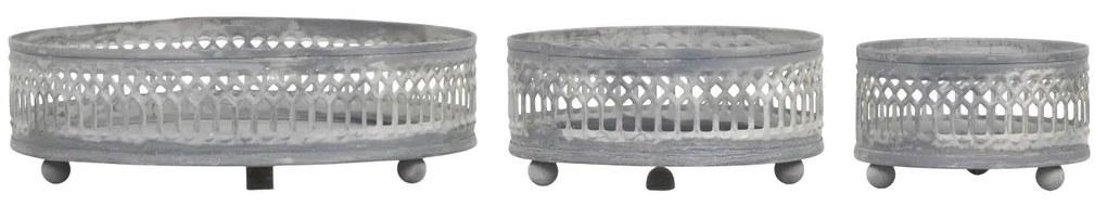 Set 3ks zinkový antik kovový svietnik Lace - Ø 8*5/ Ø 10*5/ Ø 15*5 cm