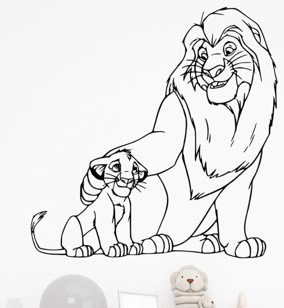 Veselá Stena Samolepka Mufasa a Simba Leví kráľ Farba: růžová, Veľkosť: 40 x 40 cm