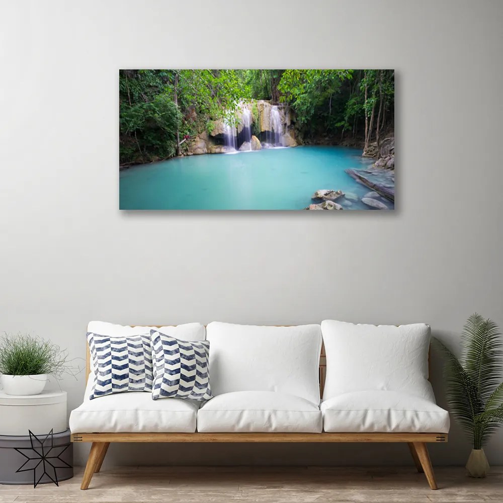 Obraz na plátne Vodopád les jazero príroda 120x60 cm