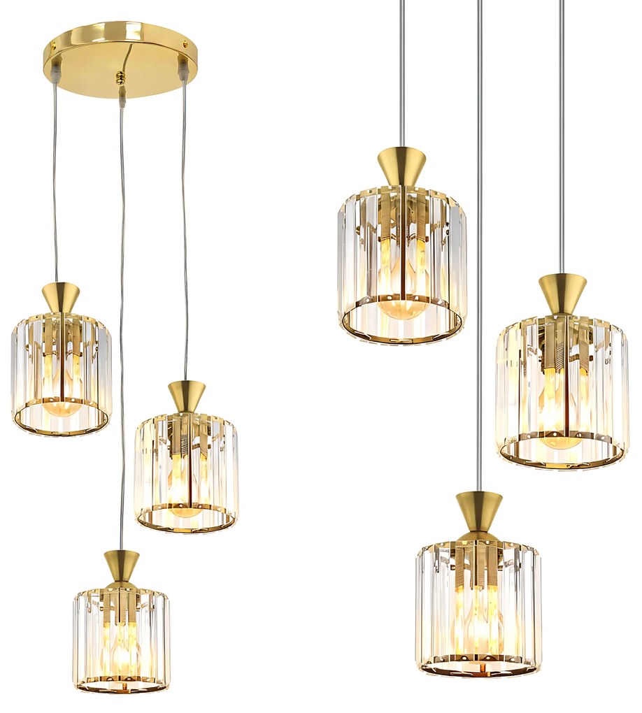 Toolight Toolight, závesné svietidlo 3xE27, EBT026-3CP, zlatá, OSW-01226