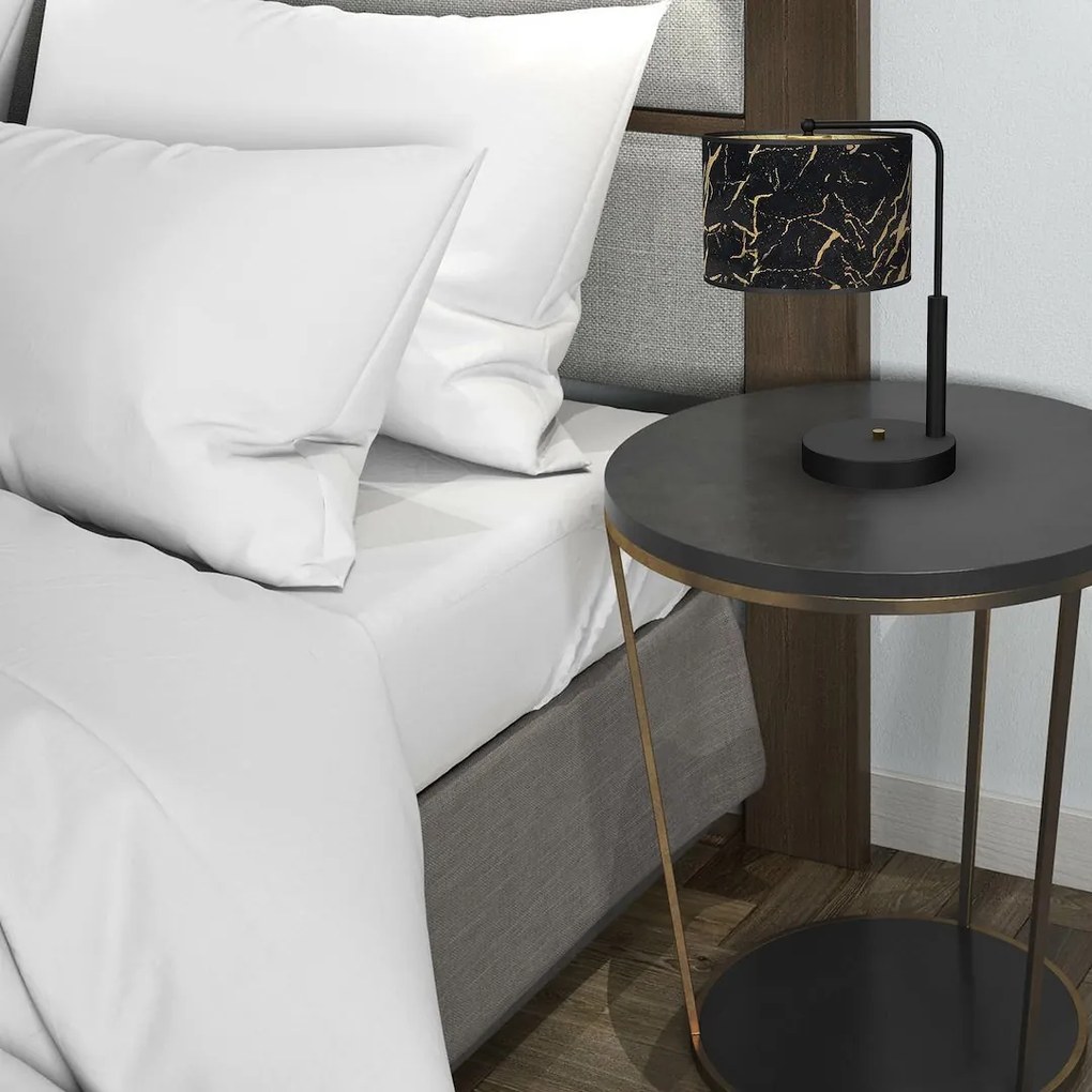 Stolná lampa Senso, 1x čierne/zlaté textilné tienidlo, b