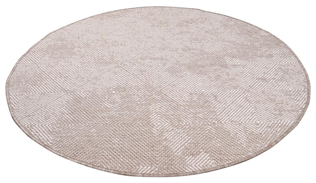 Dekorstudio Obojstranný okrúhly koberec na terasu DuoRug 5845 - béžový Priemer koberca: 160cm