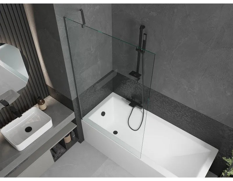 Mexen Next, 1-krídlová vaňová zástena 100 x 150 cm, 6mm číre sklo, brúsená grafitová, 895-100-000-00-00-66