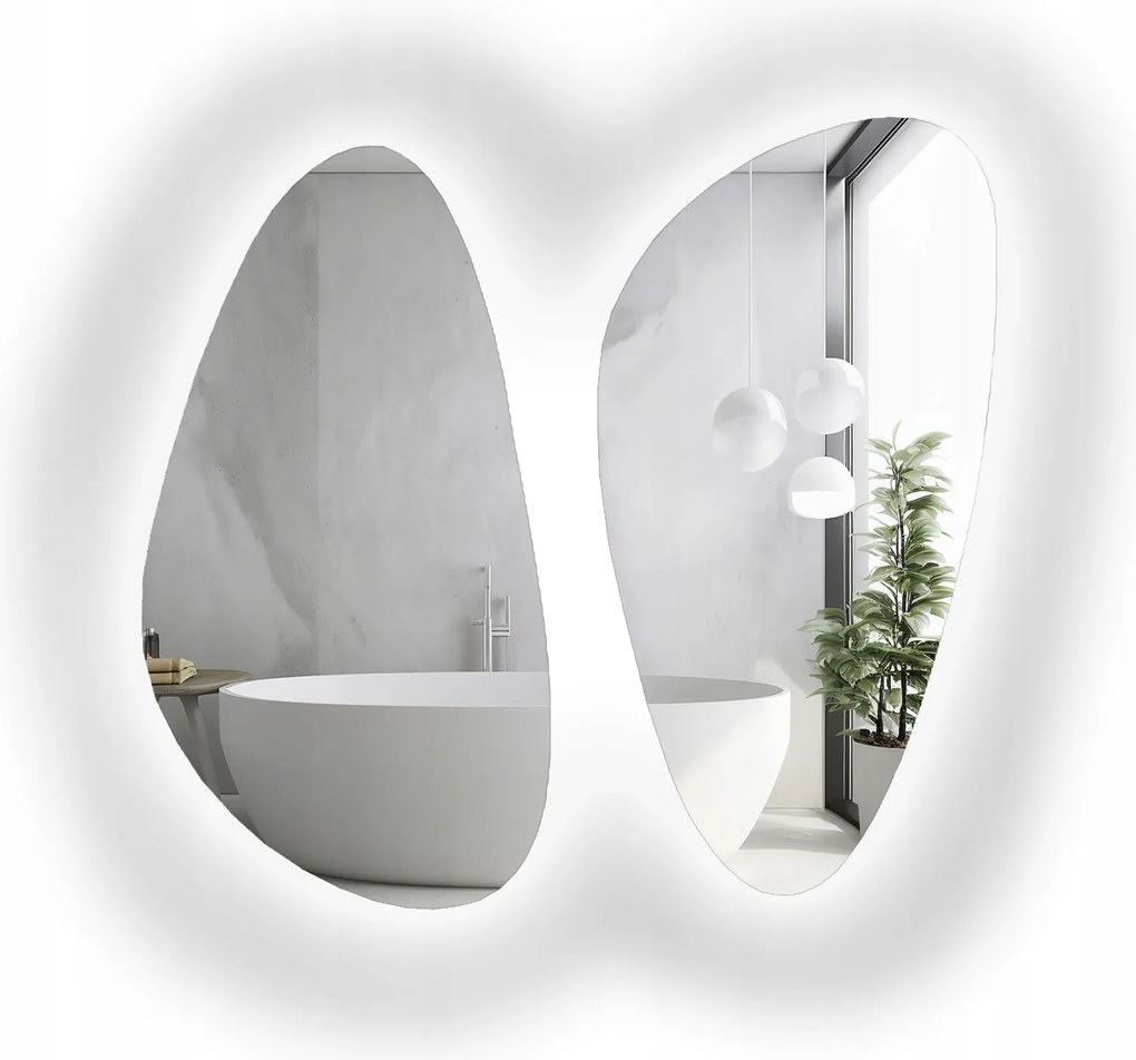 Sada dvoch nepravidelných zrkadiel Selenit s Led podsvietením 190 x 166 cm