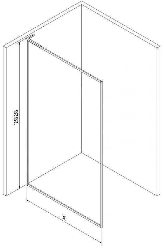 Mexen, Mexen Kioto-XF L sprchová stena s rámom 50 x 202 cm, priehľadná 10 mm, čierna - 800-050-174-70-00-XF