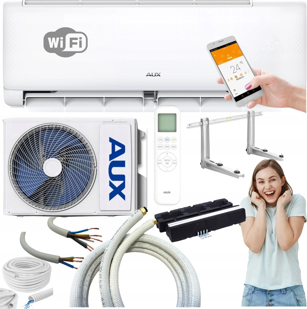 Klimatizátor Aux Q-Smart Eco 3,5 kW samostatný nástenný set Klimatizácia