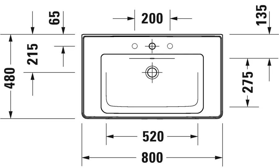 Duravit D-Neo - Umývadlo do nábytku s prepadom 800x480 mm, biela 2367800000