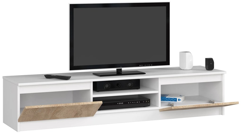 TV stolík Katalina  (biela + dub sonoma). Akcia -22%. Vlastná spoľahlivá doprava až k Vám domov. 1069406