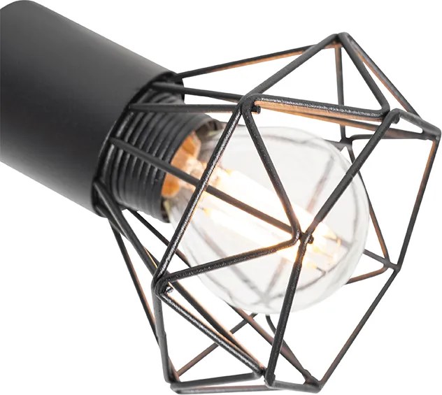 Reflektor čierny s drevom otočný a naklápateľný 2-svetlo - Mosh