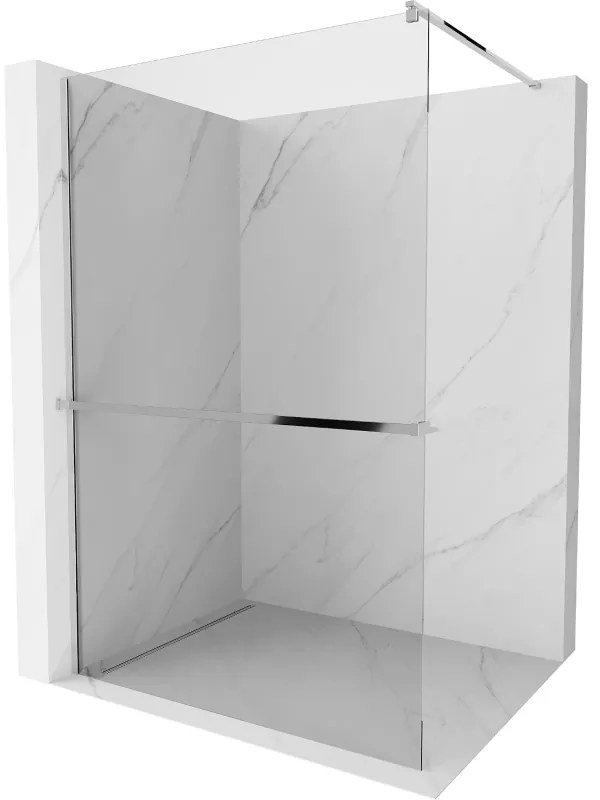 Mexen Kioto, sprchová zástena Walk-In Walk-in 95 x 200 cm, 8mm číre sklo, chrómový profil + vešiak na uteráky s poličkou, 800-095-121-01-00