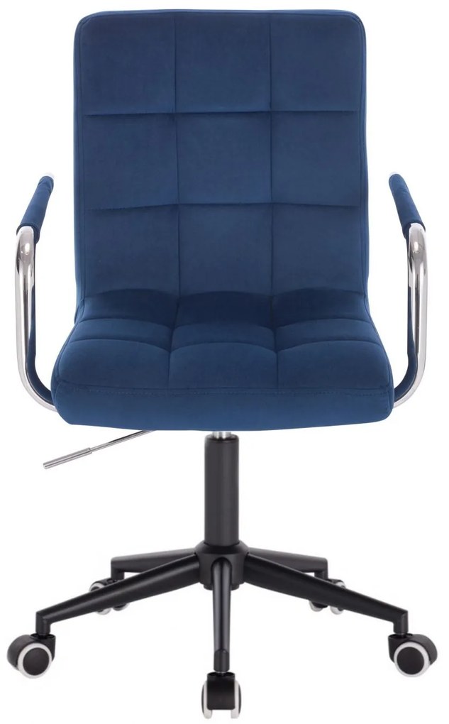 LuxuryForm DESIGN Stolička VERONA VELUR na čiernej podstave s kolieskami - modrá