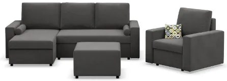 Rohová rozkladacia sedačka NEO Poso tmavosivá