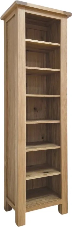 Úzka dubová knižnica so 6 policami, 56x40x185 cm