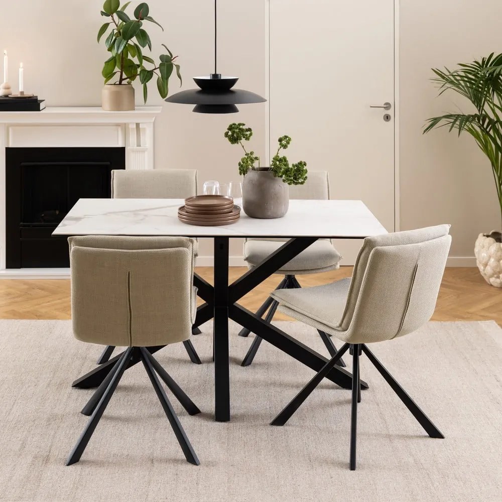 Krémovobiela jedálenská stolička Flynn – Actona