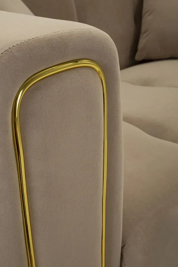 Dvojmiestna pohovka Alma 155 cm taupe/zlatá