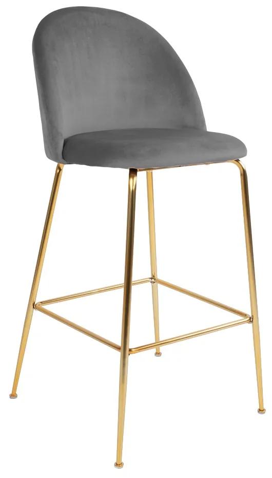 Dizajnová barová stolička Kristopher, sivá / mosadz
