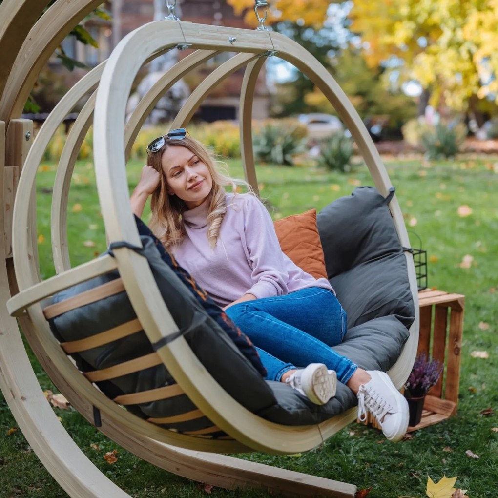 Dvojité závesné hojdacie kreslo O-Zone Premier Swing Pod sivé