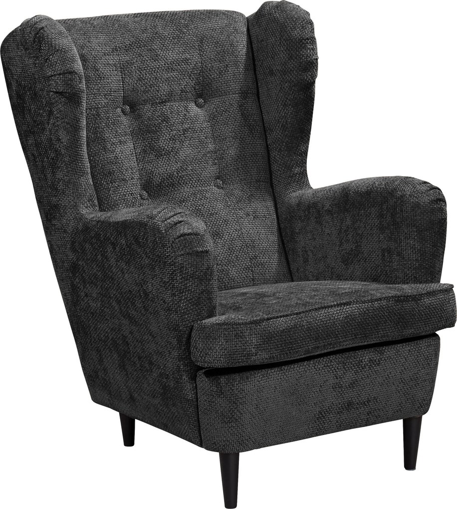 XXXLutz KRESLO UŠIAK, textil, čierna MID.YOU - Online Only obývacie izby - 002220035041