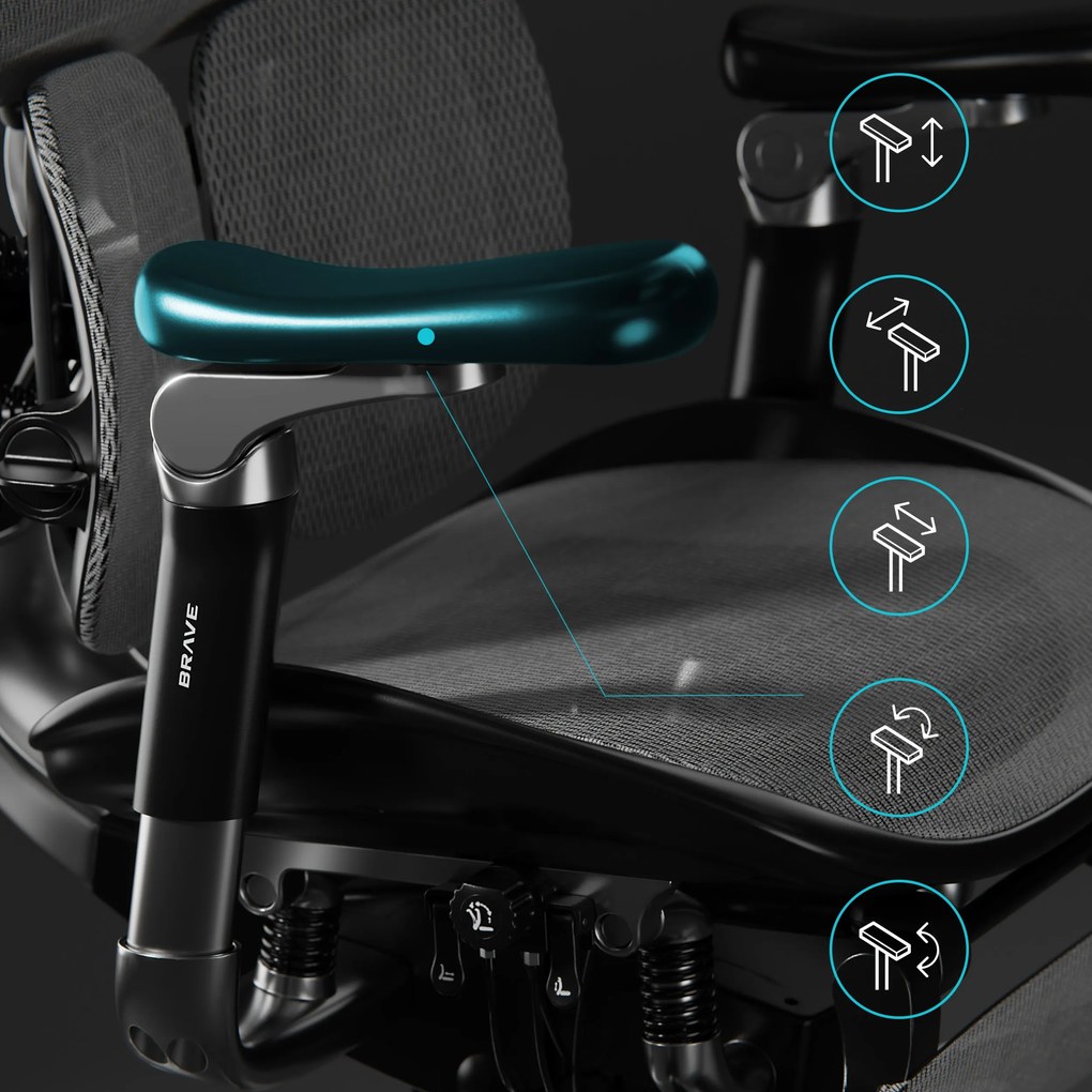 Ergonomická kancelárska stolička s podnožkou Premium Normal Size, čierna: Diablo V-Kinetic