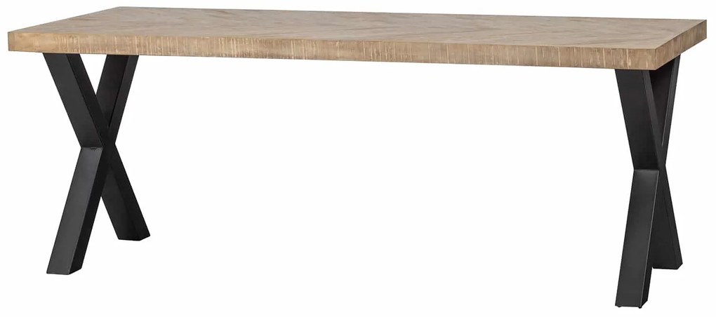 Jedálenský stôl tablo 180 x 90 cm nohy do tvaru x mangový herringbone MUZZA