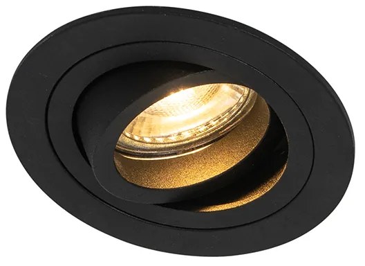 Sada 6 moderných zapustených bodových svetiel čierna - Rondoo