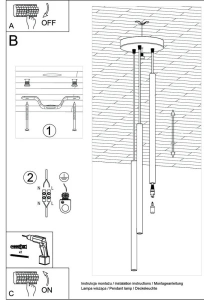 Sollux SL.0471 - Luster na lanku PASTELO 3P 3xG9/8W/230V čierna